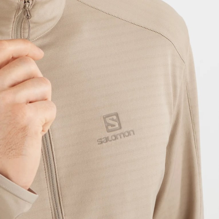 Beige Salomon Essential Lightwarm Half Zip Men's Sweatshirt | PH 01879G